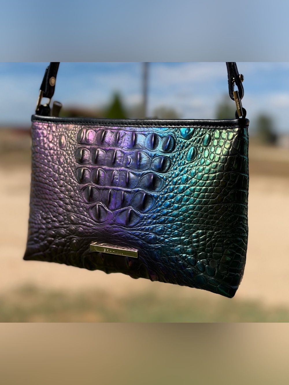 FIRM >>> BRAHMIN LORELEI MULTI LABYRINTH Metallic Ombre leather shoulder Bag NWT - Picture 12 of 12